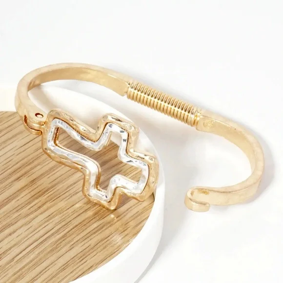 Bijou Gold and Silver Cross Bracelet - Picture 6 of 8